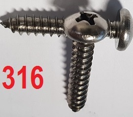 Pan Head Phillips Self Tapping Screws Stainless Steel Marine Grade 316